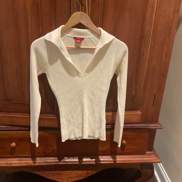 Castro Women’s Ribbed Polo Cream Sweater Size S - Picture 1 of 6